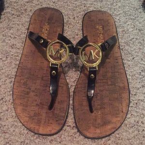 Black gold and cork Michael Kors sandals